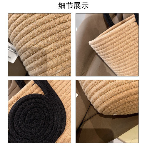 2024新款編織包包簡約廻形草編手提包斜背度假棉繩通勤托特女包