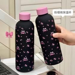 原創新款櫻桃黑色粉蓋304不鏽鋼保溫杯韓版簡約可愛學生保溫杯女