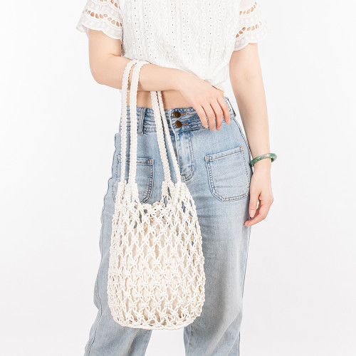 棉線手工編織包包女海邊大包包2024新款夏季度假沙灘水桶單肩包女