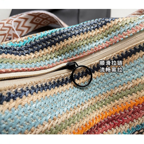 手工編織包包女式2025新款潮夏天斜後背包流行海邊度假單肩包草編包
