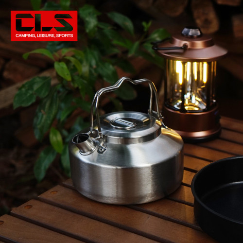 CLS戶外迷你燒水壺1L露營水壺304不鏽鋼超輕可攜式野營茶壺咖啡壺