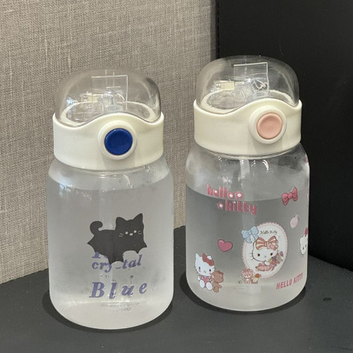耐高溫水杯女新款ins超可愛貼紙女生可攜式吸琯杯大容量彈跳隨手杯