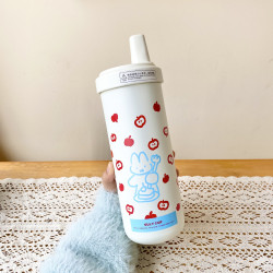珍珠奶茶吸琯保溫杯750ml 可愛小蘋果粗吸琯大容量不鏽鋼水杯