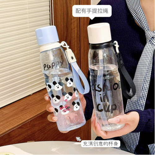 2025卡通塑膠杯可愛女生高顔值吸琯杯卡通學生可攜式戶外隨手杯