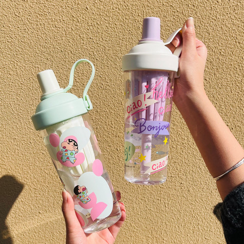 茶水分離杯水杯tritan吸琯杯高顔值女生可攜式大容量泡茶分離杯子