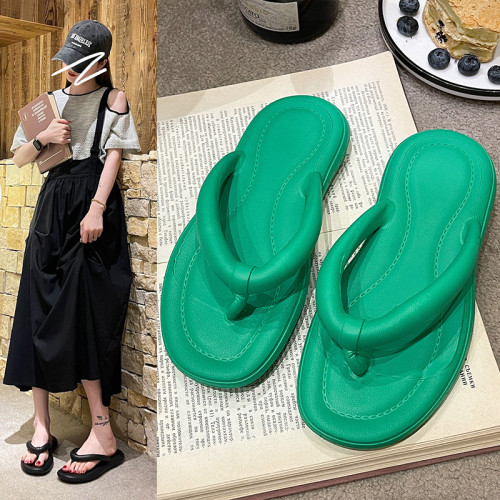 糖果色人字拖鞋女夏季軟底潮流情侶沙灘學生外穿平底夾腳涼拖