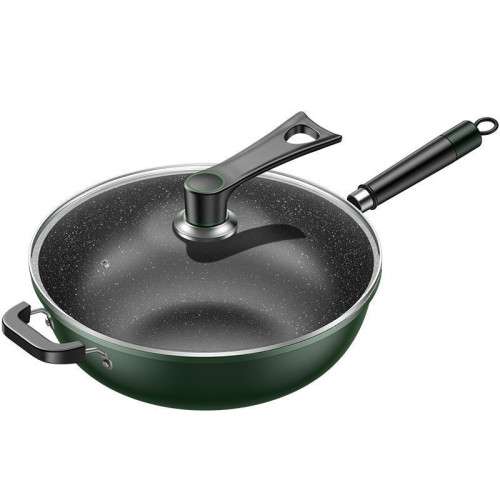 麥飯石不沾小炒鍋家用炒菜鍋平底牛排煎鍋廚房通用爐灶鍋具