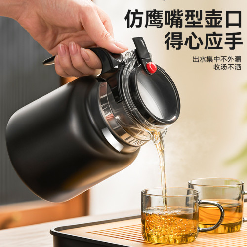 2024新款一鍵過濾泡茶飄逸杯廣告禮品辦公室茶水分離不鏽鋼保溫壺