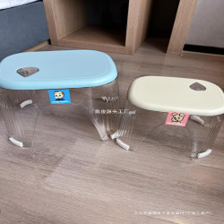 加厚亞克力小凳子換鞋凳客廳輕奢門口家用塑膠浴室板凳透明矮凳子