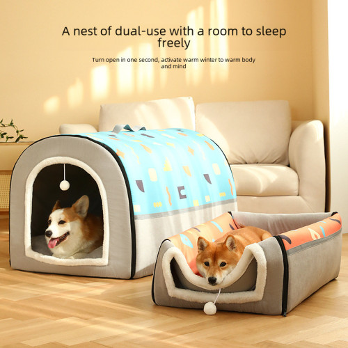 冬天狗窩保暖貓別墅狗狗半封閉房子窩四季寵物窩貓窩狗窩寵物用品 冬天狗窩保暖貓別墅狗狗半封閉房子窩四季寵物窩貓窩狗窩寵物用品