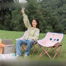 戶外折曡椅牛津布野營折曡桌椅可攜式露營折曡凳釣魚月亮椅