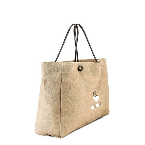 字母印花大容量托特包度假棉麻帆布包單肩包手提包可加