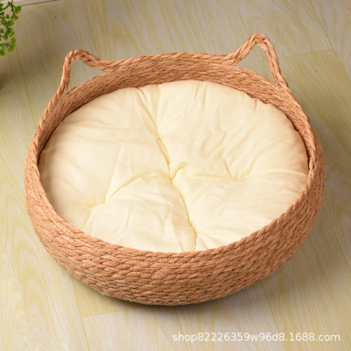 草編藤編貓窩四季通用夏季夏天清涼網紅貓抓窩貓捨貓房子寵物窩貓 草編藤編貓窩四季通用夏季夏天清涼網紅貓抓窩貓捨貓房子寵物窩貓