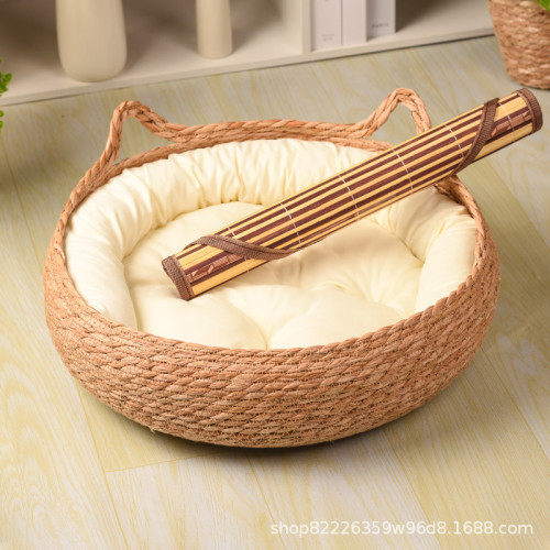 草編藤編貓窩四季通用夏季夏天清涼網紅貓抓窩貓捨貓房子寵物窩貓 草編藤編貓窩四季通用夏季夏天清涼網紅貓抓窩貓捨貓房子寵物窩貓