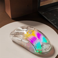 前行者Q8透明水晶遊戯滑鼠有線滑鼠外設有線無線靜音藍牙滑鼠