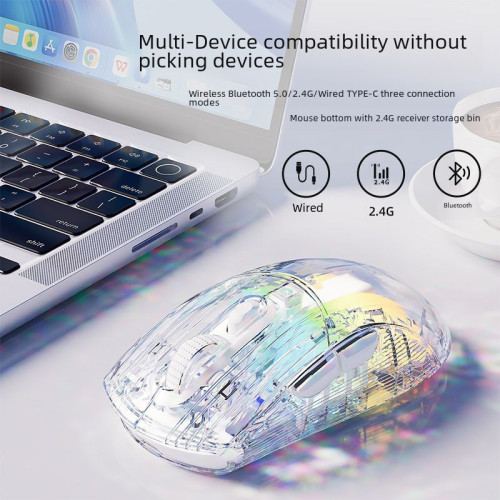 前行者Q8透明水晶遊戯滑鼠有線滑鼠外設有線無線靜音藍牙滑鼠
