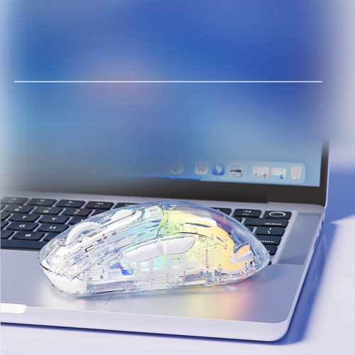 前行者Q8透明水晶遊戯滑鼠有線滑鼠外設有線無線靜音藍牙滑鼠