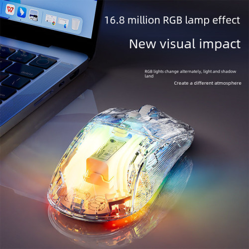 前行者Q8透明水晶遊戯滑鼠有線滑鼠外設有線無線靜音藍牙滑鼠