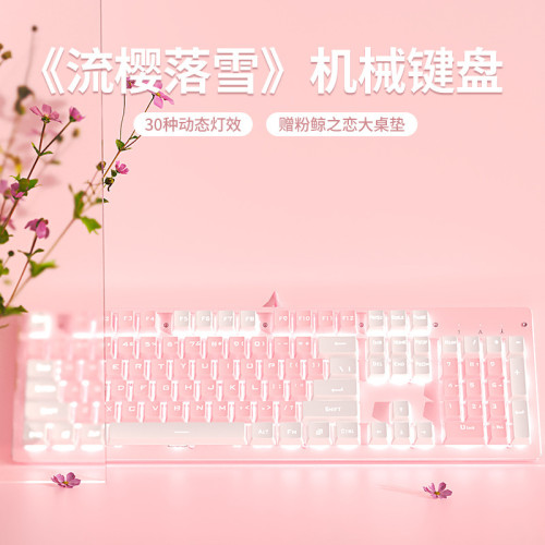 前行者機械鍵盤粉色女生辦公有線電腦滑鼠套裝遊戯青軸高顔值 前行者機械鍵盤粉色女生辦公有線電腦滑鼠套裝遊戯青軸高顔值