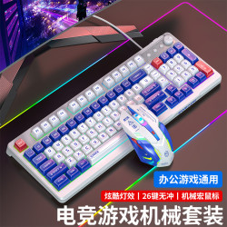 前行者V100有線鍵盤滑鼠套裝真機械手感遊戯辦公拼色筆電