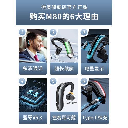 無線藍牙耳機2024新款單耳掛耳式開車用適用華爲vivo蘋果oppo小米