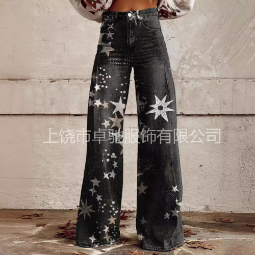 爆款獨立站希音TEMUebay歐美大碼女休閒褲薄款仿牛仔褲