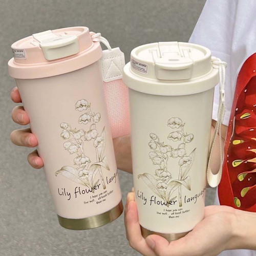 爆款鈴蘭花316不鏽鋼內膽咖啡杯吸管杯車用杯禮品杯保溫杯女 爆款鈴蘭花316不鏽鋼內膽咖啡杯吸管杯車用杯禮品杯保溫杯女