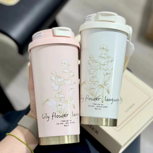 爆款鈴蘭花316不鏽鋼內膽咖啡杯吸管杯車用杯禮品杯保溫杯女 爆款鈴蘭花316不鏽鋼內膽咖啡杯吸管杯車用杯禮品杯保溫杯女