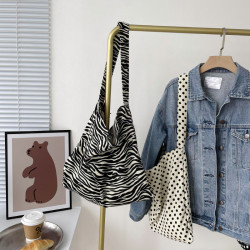 韓國東大門豹紋碎花帆布包女網紅同款印花單肩包學生帆布包女包