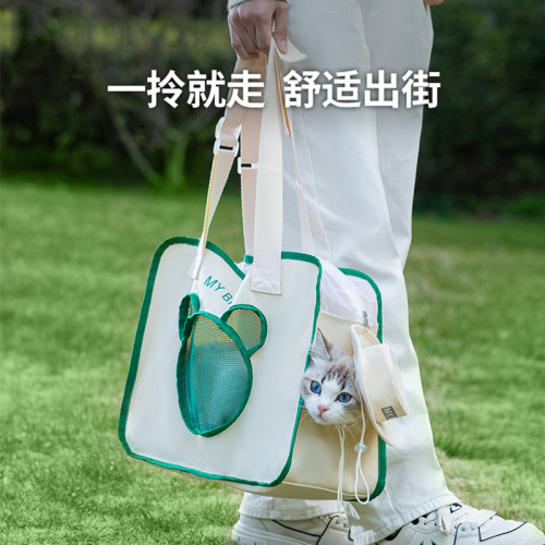 春夏季寵物外出包簡約字母貓包狗狗出行斜後背包帶帽帆布包四季通用 春夏季寵物外出包簡約字母貓包狗狗出行斜後背包帶帽帆布包四季通用