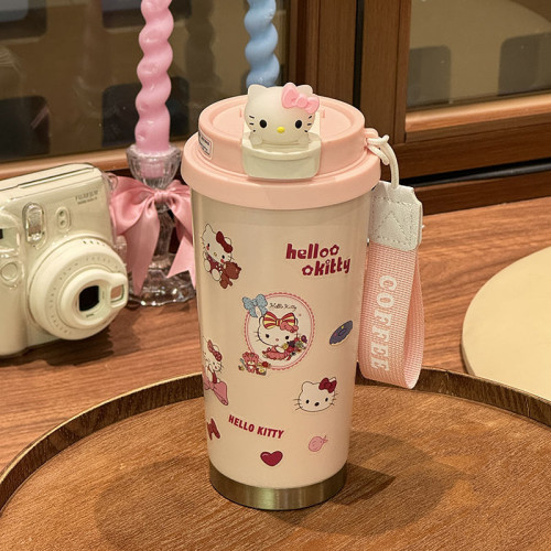 316保溫杯韓系高顔值卡通kt咖啡杯帶提繩雙飲水杯保溫水杯吸管 316保溫杯韓系高顔值卡通kt咖啡杯帶提繩雙飲水杯保溫水杯吸管