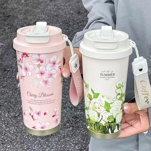 高顔值可攜式不鏽鋼保溫杯女生辦公室隨手咖啡杯戶外雙飲吸管水杯子 高顔值可攜式不鏽鋼保溫杯女生辦公室隨手咖啡杯戶外雙飲吸管水杯子