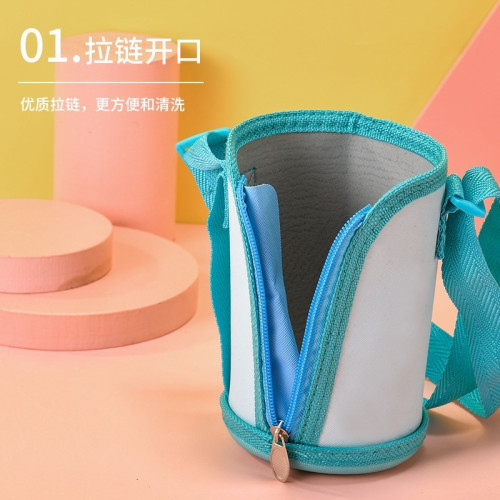 兒童保溫杯杯套水杯水壺帶口袋款可攜式防摔帶提繩小萌兔通用保 兒童保溫杯杯套水杯水壺帶口袋款可攜式防摔帶提繩小萌兔通用保