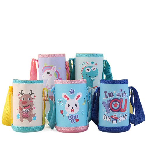 兒童保溫杯杯套水杯水壺帶口袋款可攜式防摔帶提繩小萌兔通用保 兒童保溫杯杯套水杯水壺帶口袋款可攜式防摔帶提繩小萌兔通用保