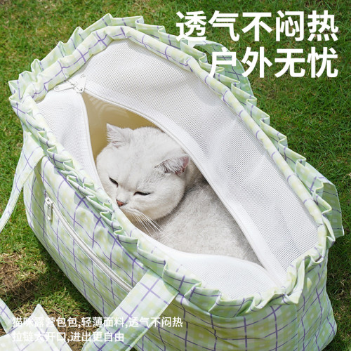 zeze格紋寵物外出包貓包可攜式貓袋斜背狗包書包後背包貓咪寵物用品