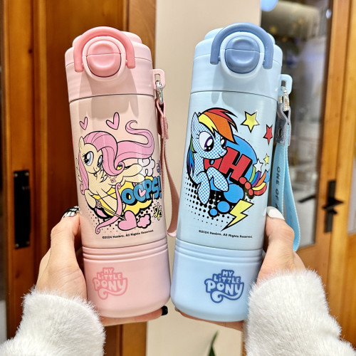 小馬寶莉雙飲吸管不鏽鋼保溫杯兒童可攜式上學316水杯高顔值學生 小馬寶莉雙飲吸管不鏽鋼保溫杯兒童可攜式上學316水杯高顔值學生