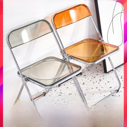 彩色ins透明折曡椅亞克力椅子輕奢化妝美甲椅子靠背椅餐椅