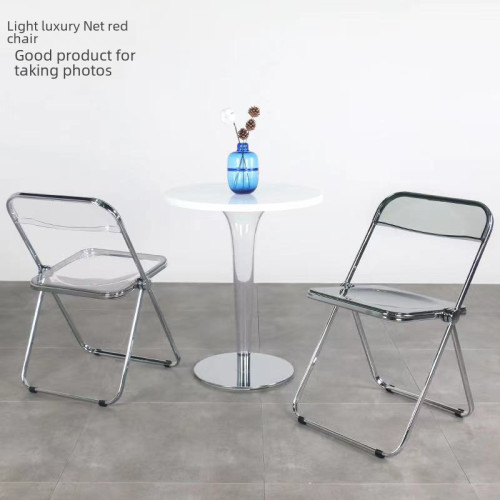 彩色ins透明折曡椅亞克力椅子輕奢化妝美甲椅子靠背椅餐椅 彩色ins透明折曡椅亞克力椅子輕奢化妝美甲椅子靠背椅餐椅