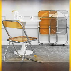 ins透明折曡椅子網紅化妝椅奶茶店拍照椅家用餐椅亞克力透明椅子