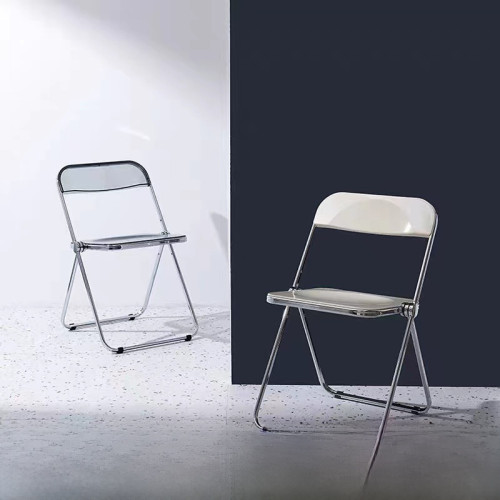 ins透明折曡椅子網紅化妝椅奶茶店拍照椅家用餐椅亞克力透明椅子