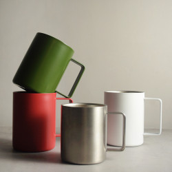 北歐ins316馬克杯咖啡杯水杯雙層防燙帶手柄高顔值杯子刻度保溫杯