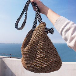 【】大容量草編包單肩包女夏2024新款草編托特包手提編織包