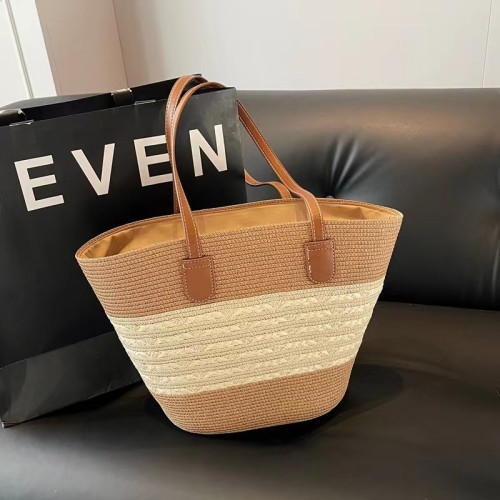 百搭森系草編包 ins風手工編織包通勤休閒高級洋氣沙灘托特包