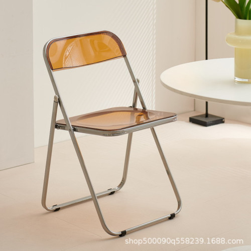 透明化妝椅子亞克力網紅ins風凳子靠背簡約家用餐椅服裝店折曡椅