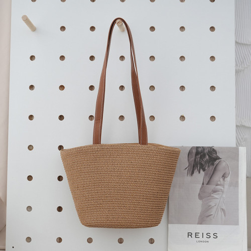 夏天海邊度假草編包女包編織包2024新款條紋通勤單肩托特包大容量 夏天海邊度假草編包女包編織包2024新款條紋通勤單肩托特包大容量