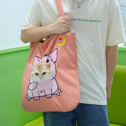 寵物外出包單肩包斜後背包卡通輕便可攜式貓咪狗狗用品帆布藍貓泰迪比 寵物外出包單肩包斜後背包卡通輕便可攜式貓咪狗狗用品帆布藍貓泰迪比