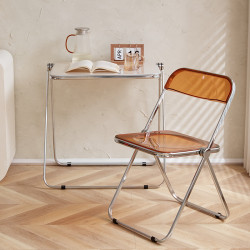 女服裝店拍照透明椅子ins餐椅亞克力塑膠水晶折曡椅網紅化秦之文