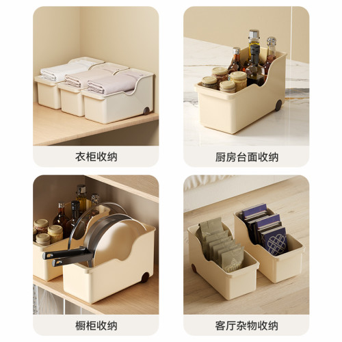 廚房收納盒櫥櫃衣櫃桌面收納帶滑輪塑膠多功能櫃子鍋蓋調料置物架 廚房收納盒櫥櫃衣櫃桌面收納帶滑輪塑膠多功能櫃子鍋蓋調料置物架