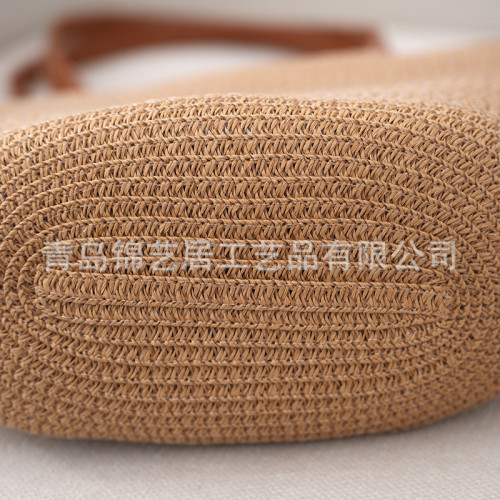 條紋單肩草編包手提包新款大容量休閒時尚女海邊沙灘藤編織包