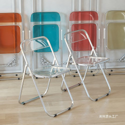 透明椅子亞克力折曡椅梳妝凳子網紅服裝店拍照椅簡約家用ins餐椅